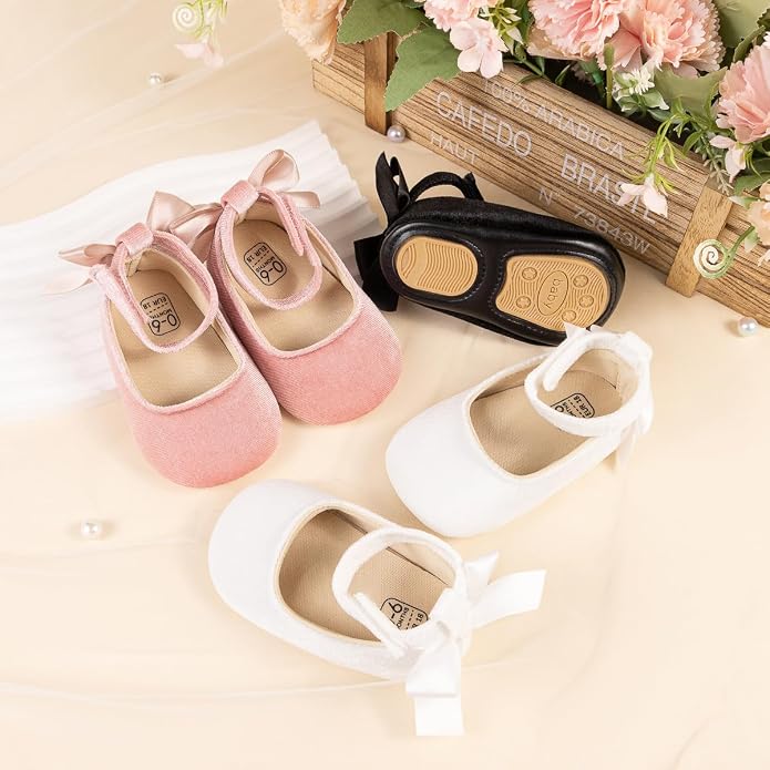 KIDSUN Infant Baby Girls Mary Jane Shoes Non-Slip Rubber Sole Ballet Slippers - Image 3
