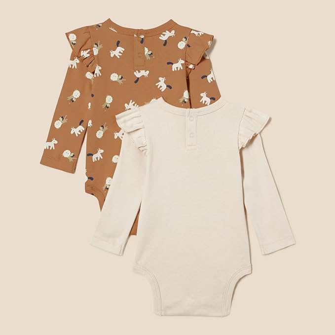 Amazon Essentials Baby Girls' Long-Sleeved Ruffle Bodysuits - Image 3
