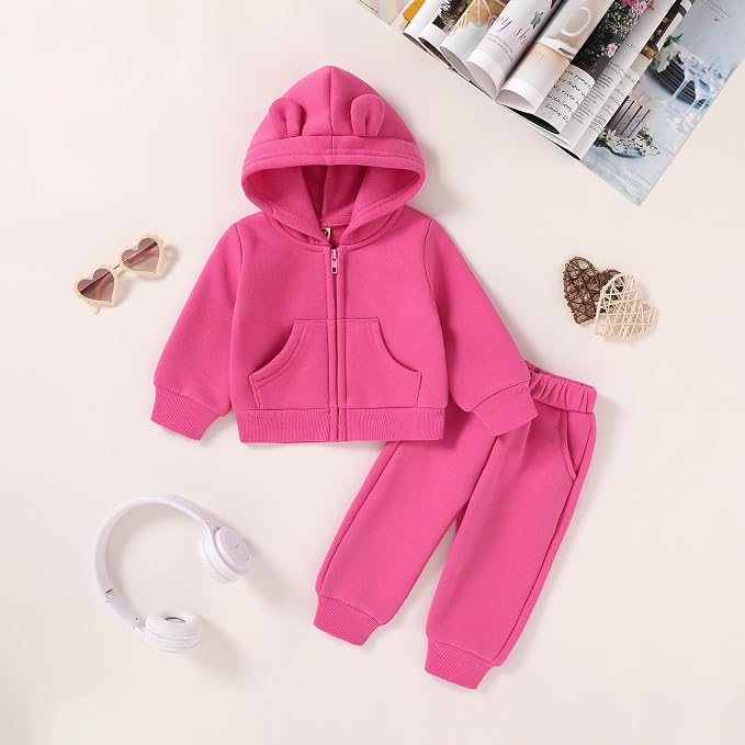 Happy Town Baby Clothes for Girls Boys Clothes Solid Color Zipper Hoodie and - Image 2