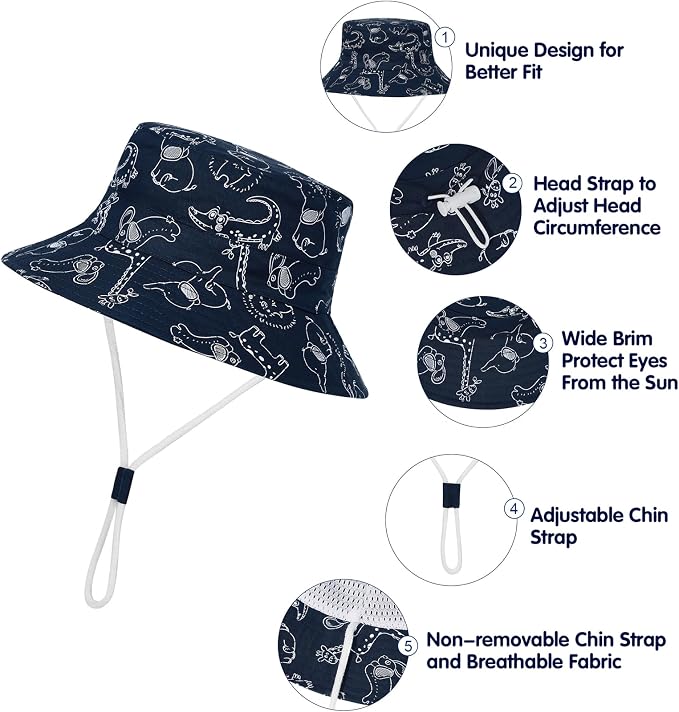 Komorebi Toddler Sun Hat UPF 50+ Kids Beach Bucket Hats Boys Girls 0-8Y | Cute - Image 5