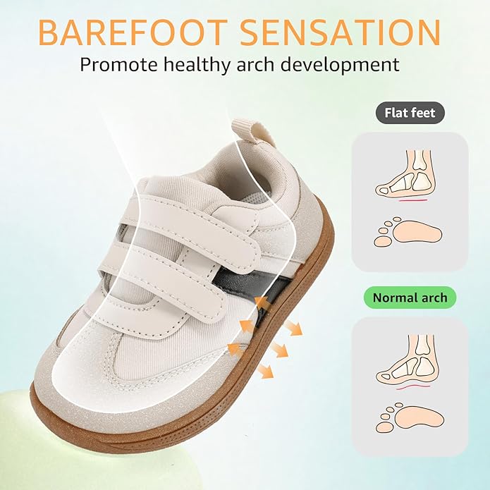 Toddler Wide Toe Box Barefoot Shoes Boys Girls Sneakers Zero Drop Kid Tennis Running Shoes Lightweight Non-Slip Comfortable Infant First Walking Shoe Outdoor Activities School