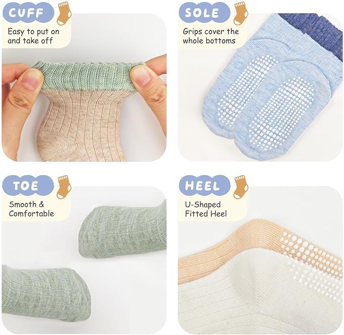 Baby Toddler Essentials Non-Slip Crew Socks - Image 4