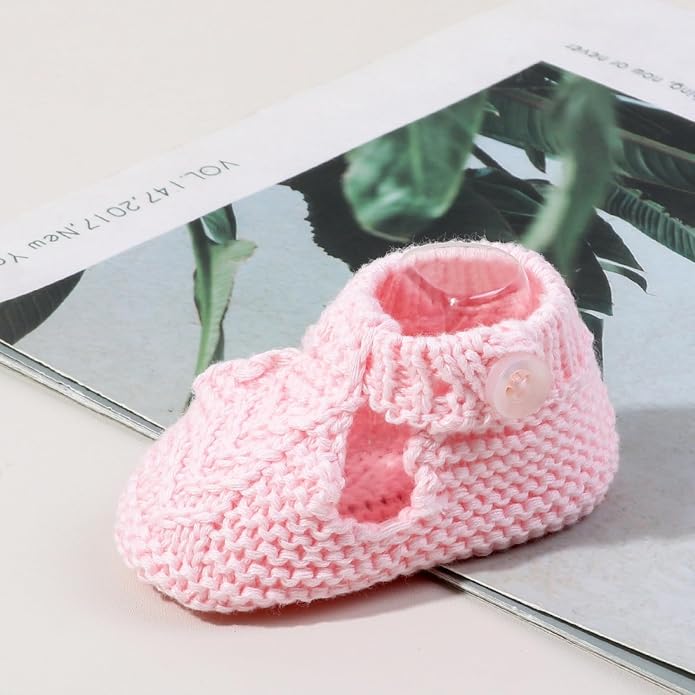 Newborn Baby Boy Girl Knit Booties Soft Sole Non-Slip First Walking Shoes | - Image 3