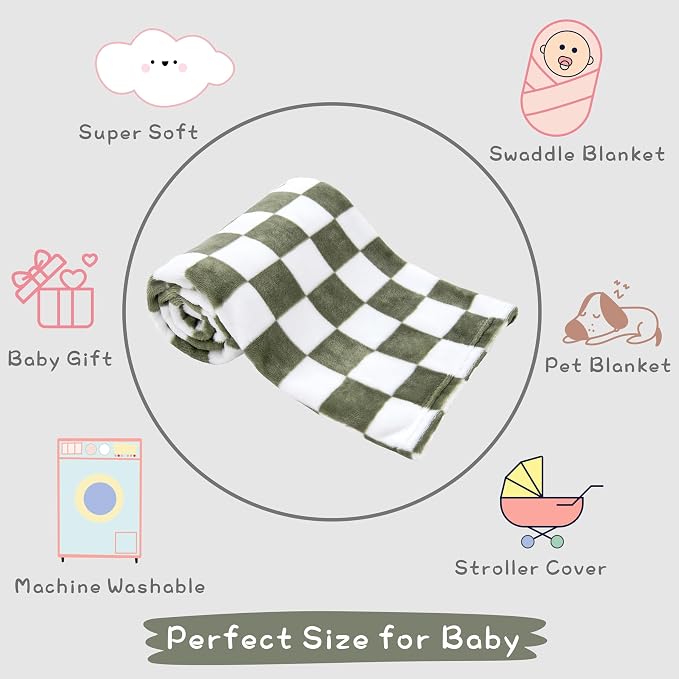 Yurhap Checkered Baby Blanket Fleece Baby Blankets - Image 7