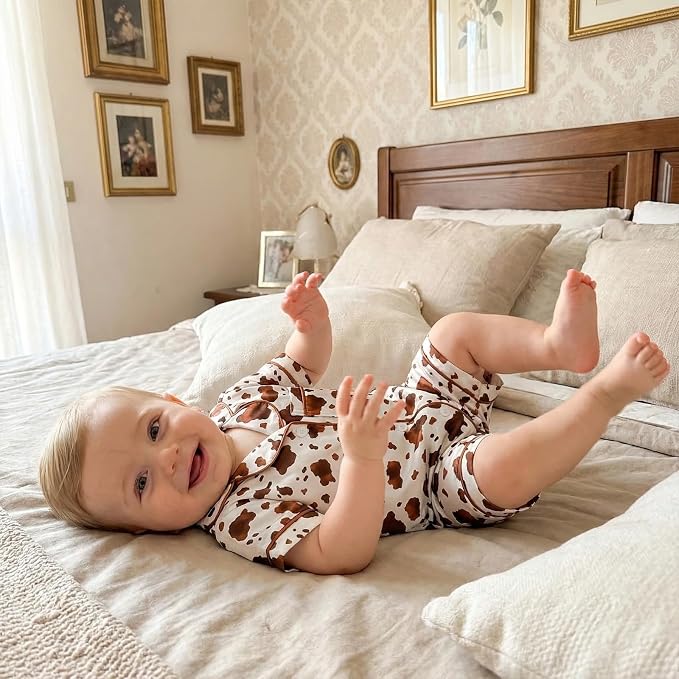 Kuriozud Baby Girl Boy Romper Pajamas Onesie Short Sleeve Button Down Pjs - Image 5