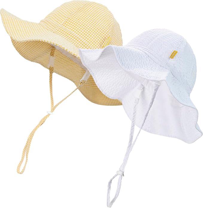 Baby & Toddler Wide Brim Sun Hats UPF 50+ Sun Protection Bucket Cap Cute by Dasmini