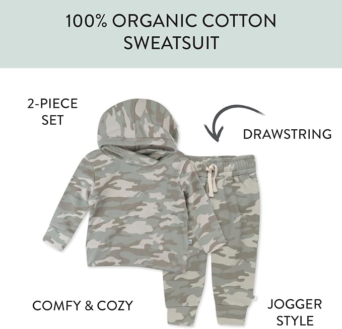HonestBaby unisex-baby Light Weight Hoodie & Sweatpant Set 100% Organic Cotton - Image 2
