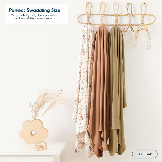 3-Pack Ultra Soft Stretchy Jersey Knit Baby Swaddle Blankets, 33x44 | Snug - Image 2