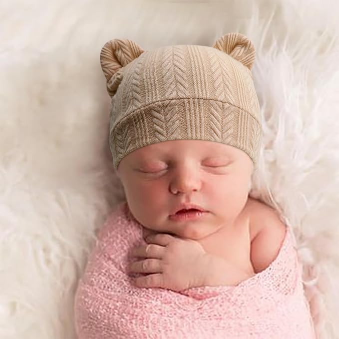 Newborn Baby Hat and Mittens Set Bear Ears Toddler Infant Beanie Caps Newborn - Image 7
