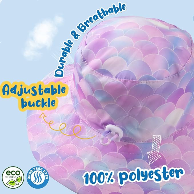 Baby Sun Hat Kids Summer Sun Protection Toddler Bucket Hat Wide Brim Adjustable - Image 7