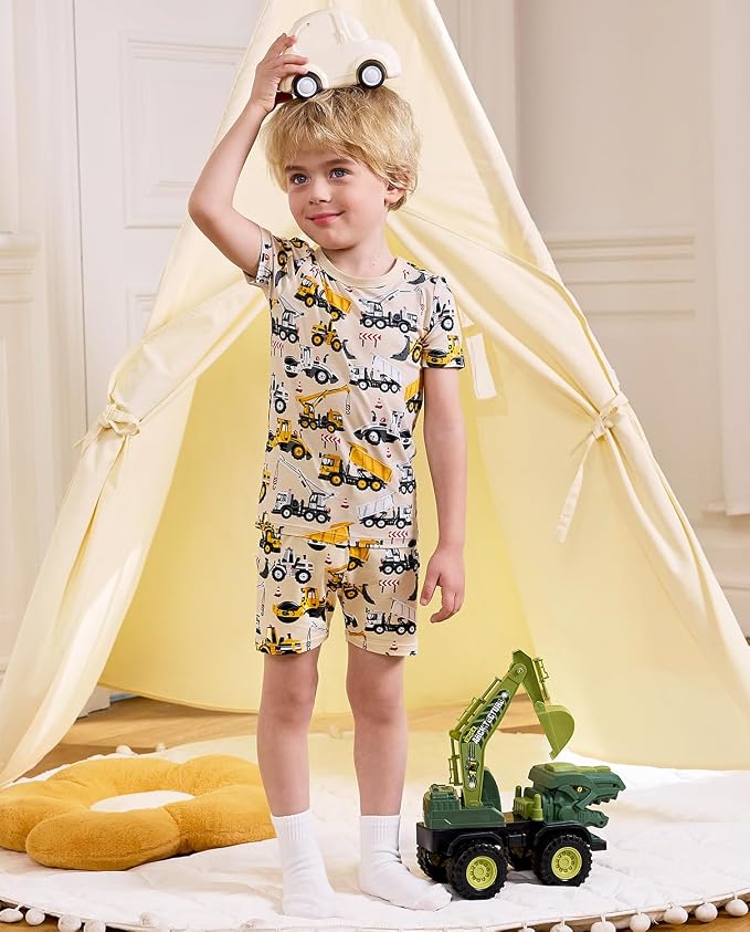 babee Reshinee Bamboo Viscose Toddler Boys Pajamas Set, Short Sleeve Kids - Image 2