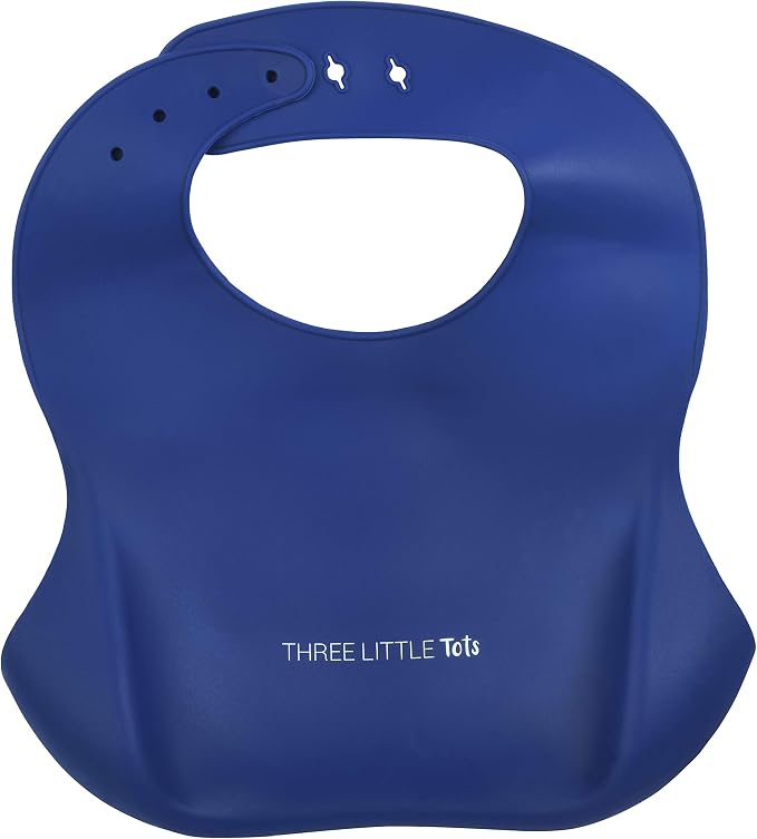 Three Little Tots Modern Silicone Baby Bib – Adjustable Fit Waterproof Catch - Image 2