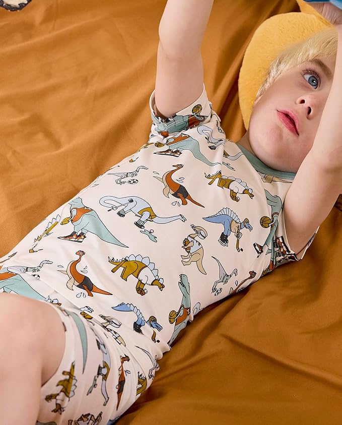 babee Reshinee Bamboo Viscose Toddler Boys Pajamas Set, Short Sleeve Kids - Image 8