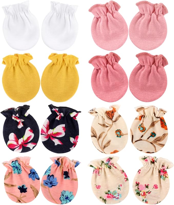 BQUBO Newborn Infant Toddler Mittens No Scratch Cotton Elastic Wrist Gloves by DRESHOW