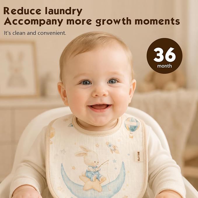 Organic Cotton Muslin Baby Bibs - Image 4