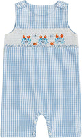 Newborn Baby Boys Sleeveless Seersucker Romper One Piece Straps Overalls by Arvbitana