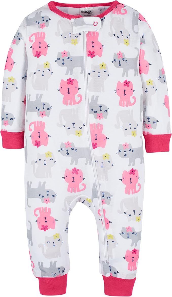 Onesies Brand Baby Girls 3-Pack Snug Fit One Piece Cotton Pajamas - Image 5
