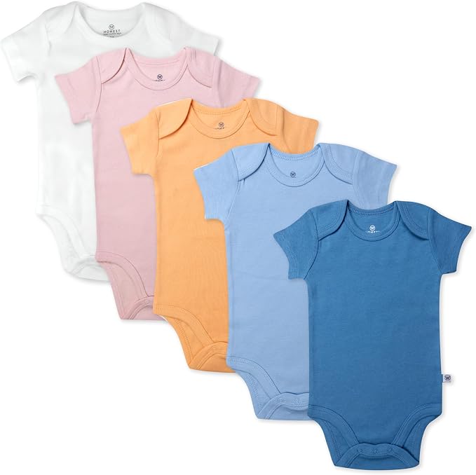 HonestBaby baby-girls 5-pack Short Sleeve Bodysuits One-piece 100% Organic by HonestBaby