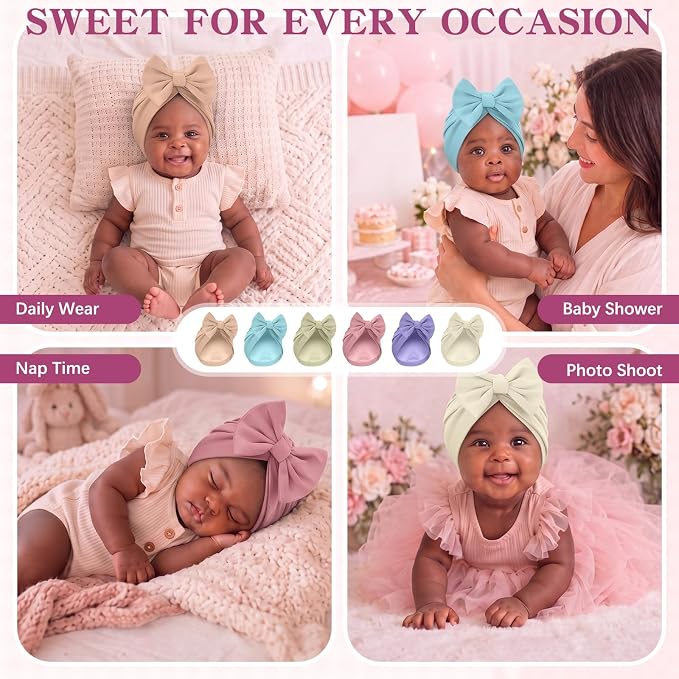 6 Pcs Newborn Satin Bonnet for Infant Months - Image 6