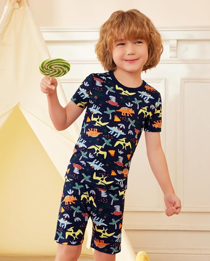babee Reshinee Bamboo Viscose Toddler Boys Pajamas Set, Short Sleeve Kids - Image 3