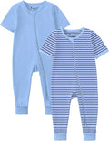 Jimonda Baby Romper Short Sleeve Cotton Pajamas 2-Way Zipper by JimondaBaby