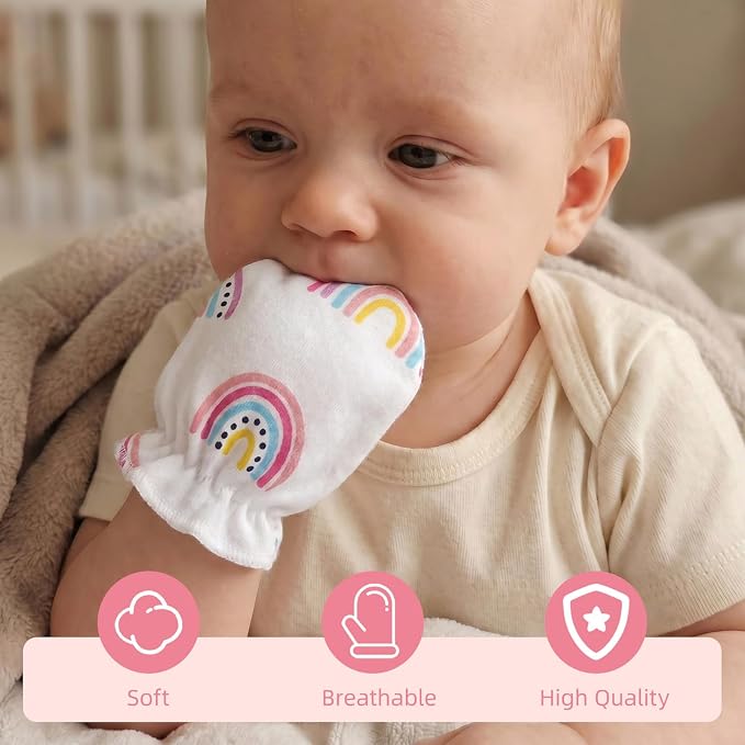 8 Pairs Newborn Baby Mittens No Scratch, Cotton Baby Gloves Infant Mittens - Image 3