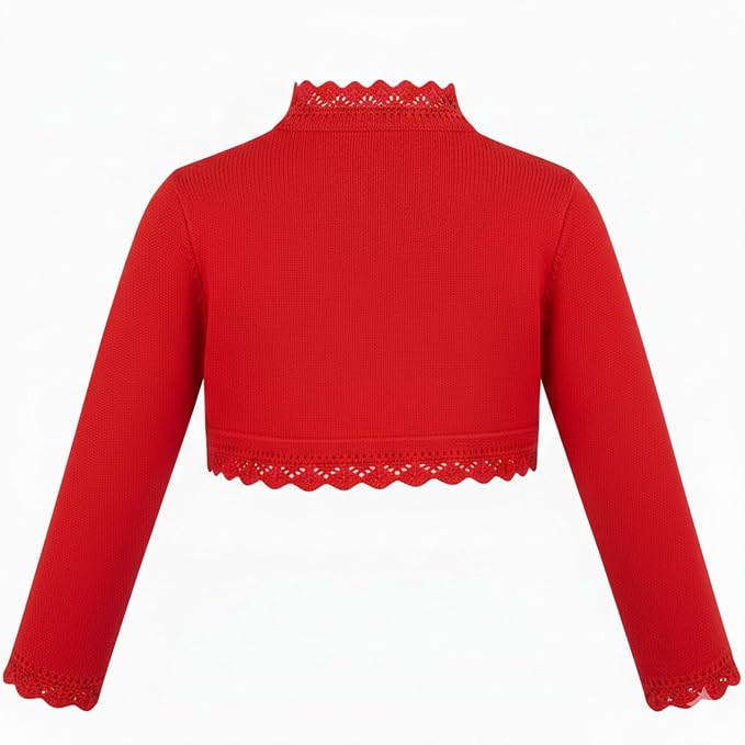 Lilax Little Girls' Knit Long Sleeve Button Closure Bolero Cardigan Shrug - Image 2