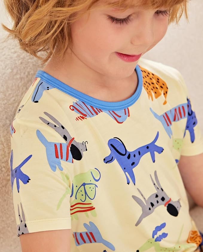 babee Reshinee Bamboo Viscose Toddler Boys Pajamas Set, Short Sleeve Kids - Image 2