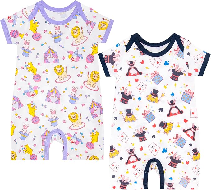 GUISBY Baby Rayon Romper Pajamas, 0-24M | Silky Soft Feel，Snap Closure，Footless by GUISBY