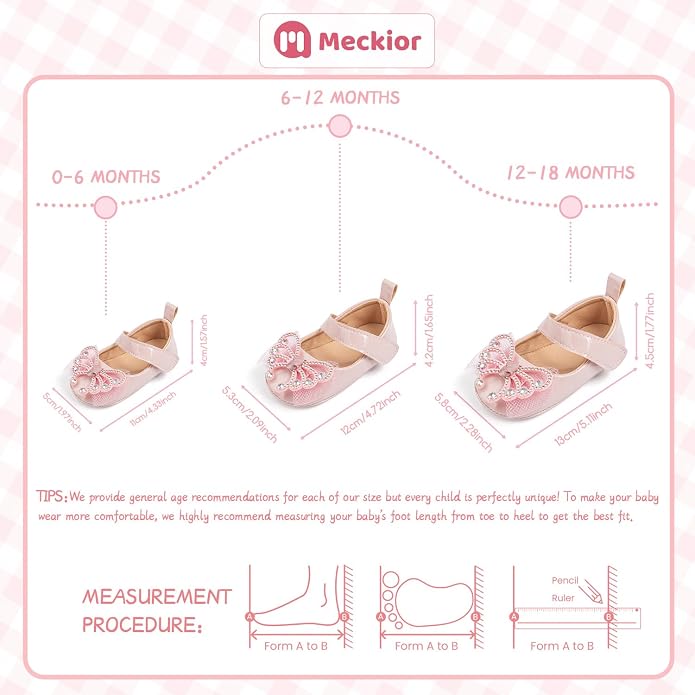Meckior Infant Baby Girls Soft Sole Bowknot Princess Wedding Dress Mary Jane - Image 6
