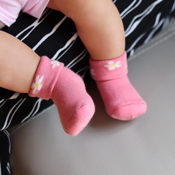 RATIVE Newborn Baby Socks 0-6, 6-12 Months Terry Turn Cuff Socks - Image 8