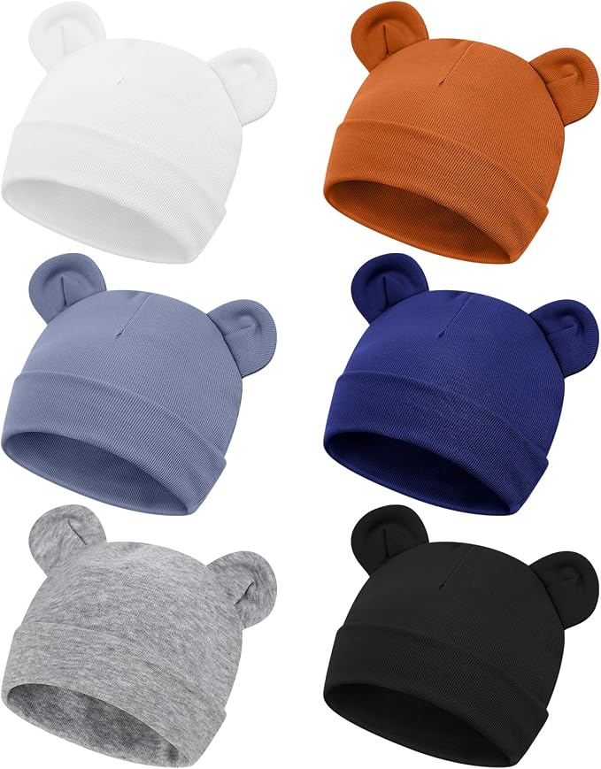 Toulite 6 Pcs Preemie Hats Cotton Preemie Beanies Baby Caps Cute Beanie Bear by Toulite
