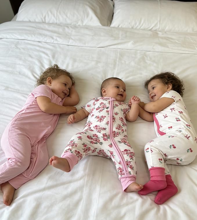 Aablexema Baby Short Sleeve Footless Pjs Zipper Romper 3-Pack | Soft Breathable - Image 2