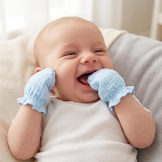 MOMSMENU Baby Mittens Newborn Muslin Soft No Scratch 0-6 Months 6-Pack | - Image 2
