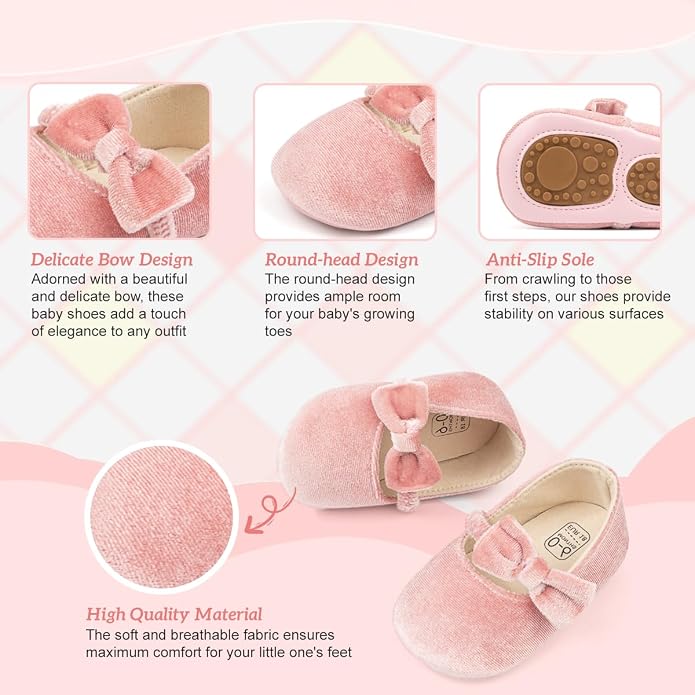 KIDSUN Infant Baby Girls Mary Jane Shoes Non-Slip Rubber Sole Ballet Slippers - Image 4