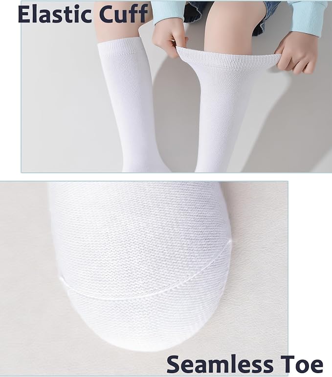 Baby Knee High Socks Toddler Seamless Cotton Non Slip Long Socks 3/5 Pairs - Image 6