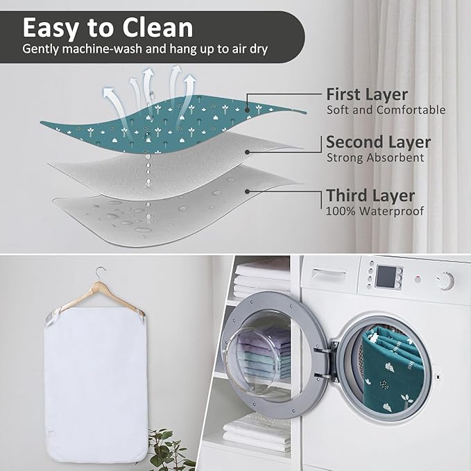 Baby Diaper Changing Pad, 21 5/8" x 31.5" Waterproof Changing Pad Liners - Reusable Soft and Absorbent Portable Changing Mat(Tree1PCS)