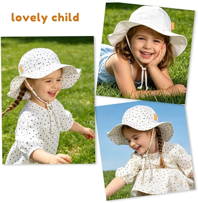 Baby Girl Sun Hat with UPF 50+ Outdoor Adjustable Toddler Beach Hat with Wide - Image 7