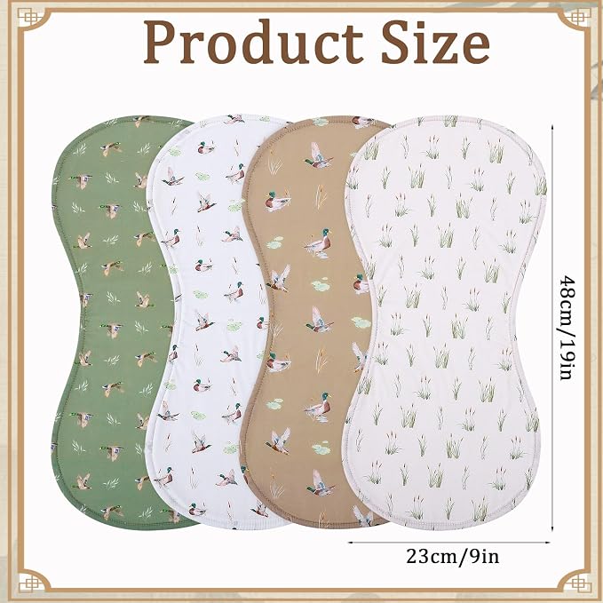 4 PCS Mallard Duck Baby Burp Cloth Muslin Duck Hunting Spit up Rag | Absorbent - Image 4
