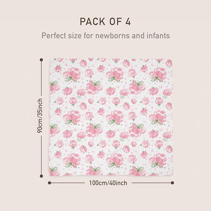 GLLQUEN BABY Muslin Swaddle Blankets 4Pk Receiving Blanket Large 35" x 40" | - Image 3
