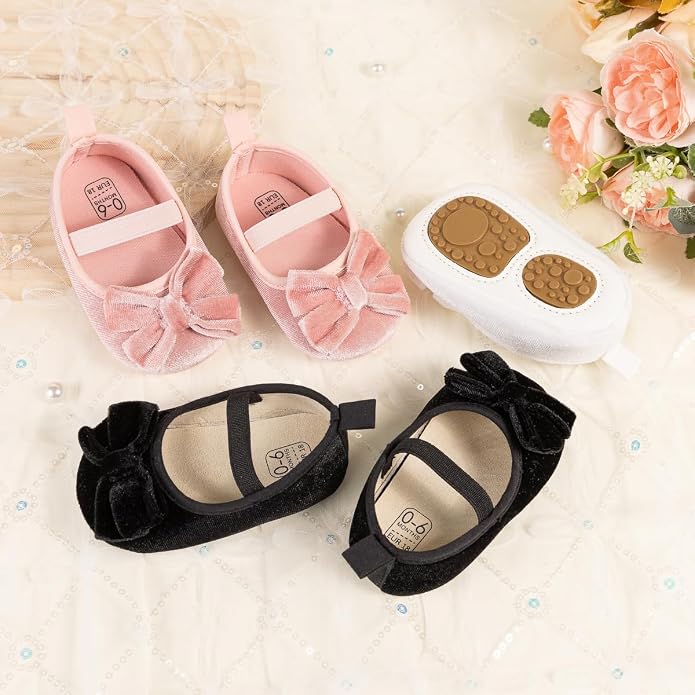 KIDSUN Infant Baby Girls Mary Jane Shoes Non-Slip Rubber Sole Ballet Slippers - Image 2