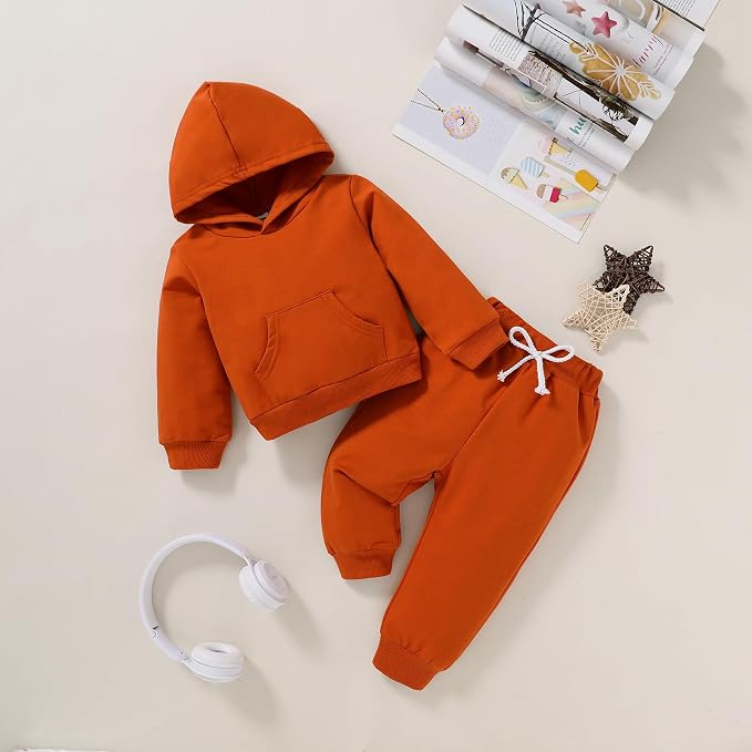 Happy Town Baby Fall Outfits for Girl Boy Long Sleeve Hoodie Top and Long - Image 2