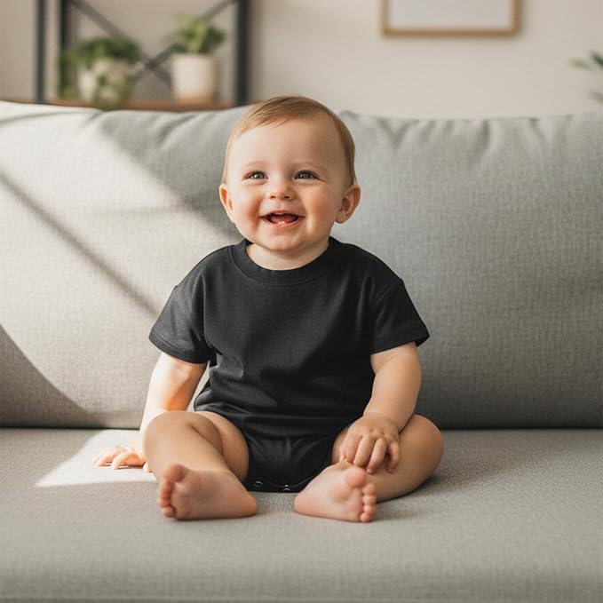 Baby Boy Girl Bubble Romper Infant Plain Oversize T-shirt Bodysuit - Image 2