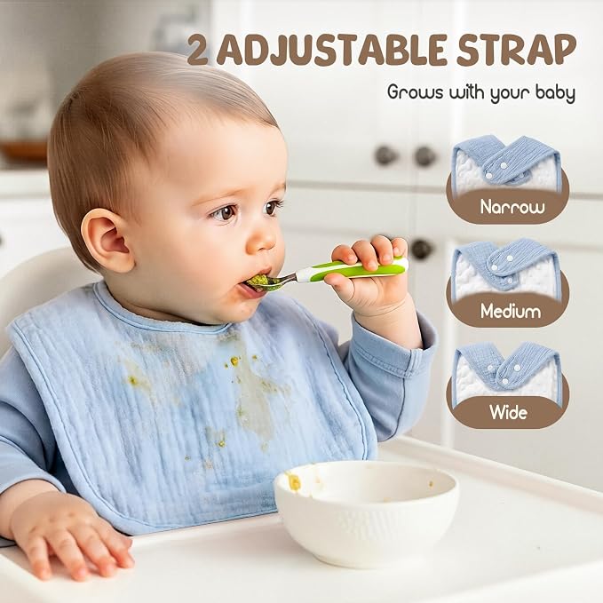 POIKSHARK 6-Pack Muslin Baby Bibs - Image 3