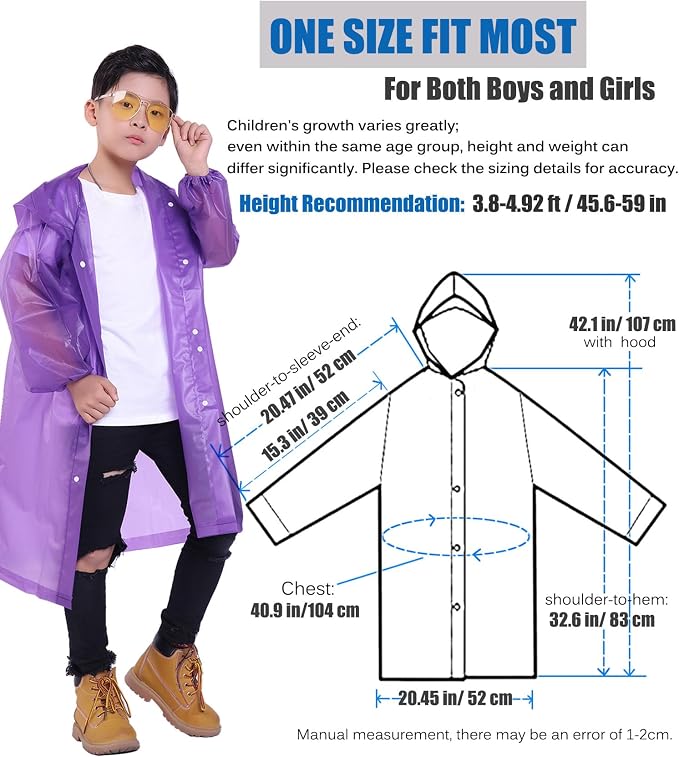 Kids Rain Jacket, 2 Pack Rain Ponchos - Image 2
