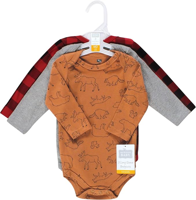 Hudson Baby baby-boys Cotton Long-sleeve Bodysuits 3-pack - Image 2