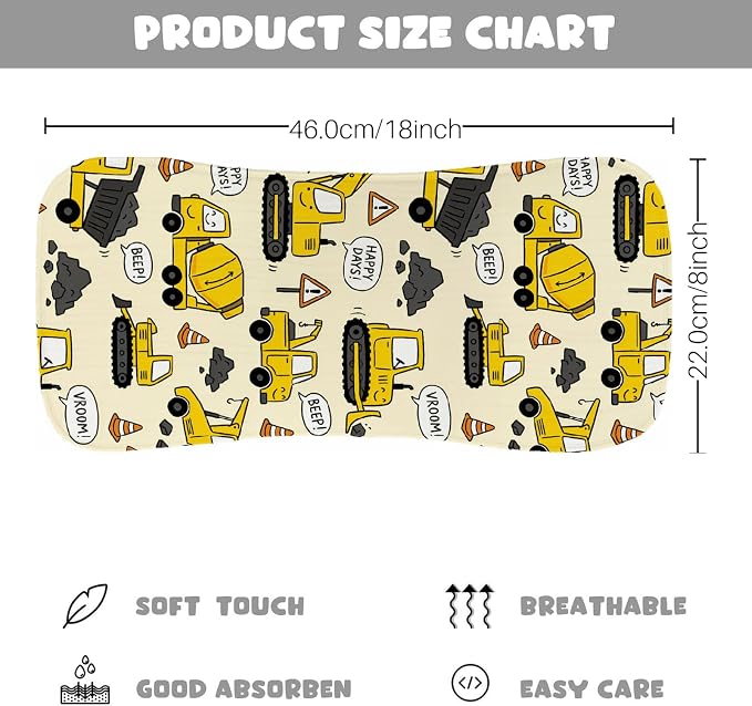 6 Pack Baby Burp Cloths for Boys, Construction Vehicle Theme Large Cotton - Image 7