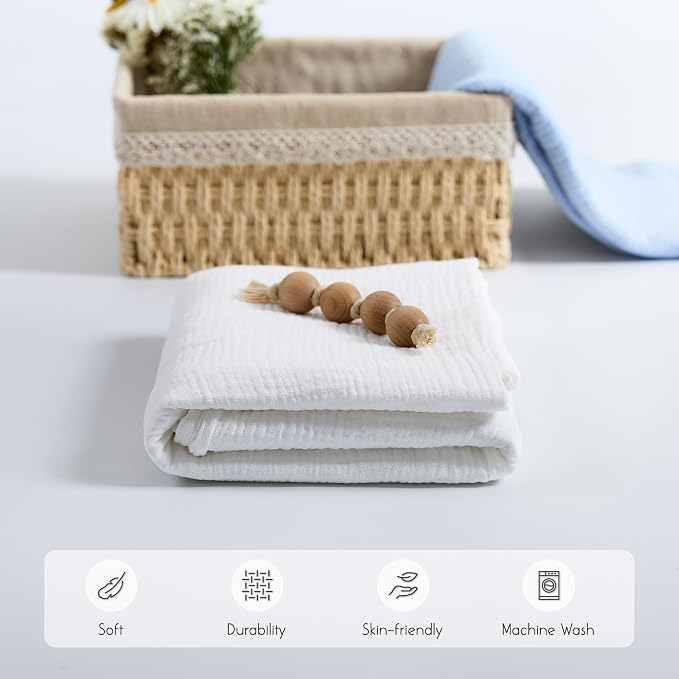 Meracorallo Muslin Swaddle Blanket, 100% Cotton Receiving Blanket - Image 4