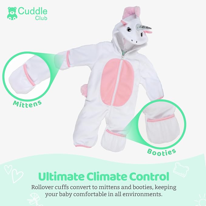 Cuddle Club Fleece Baby Bunting Bodysuit Hoodie, Newborn - Image 3
