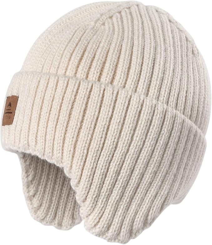 Baby Beanie Fleece Lined Toddler Winter Hat with Ear Flaps Little Girls Boys Warm Hats Cute Beanies for Kids